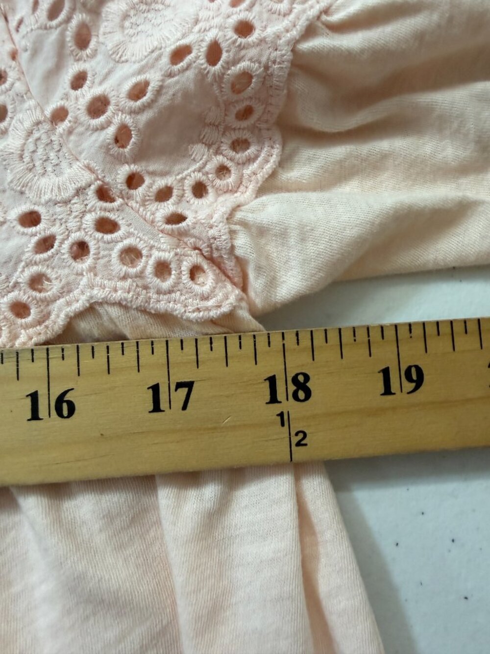 J.Crew Eyelet Yoke Babydoll Top Women’s XS Blush Pink Flutter Sleeve Cottagecore - Picture 8 of 10